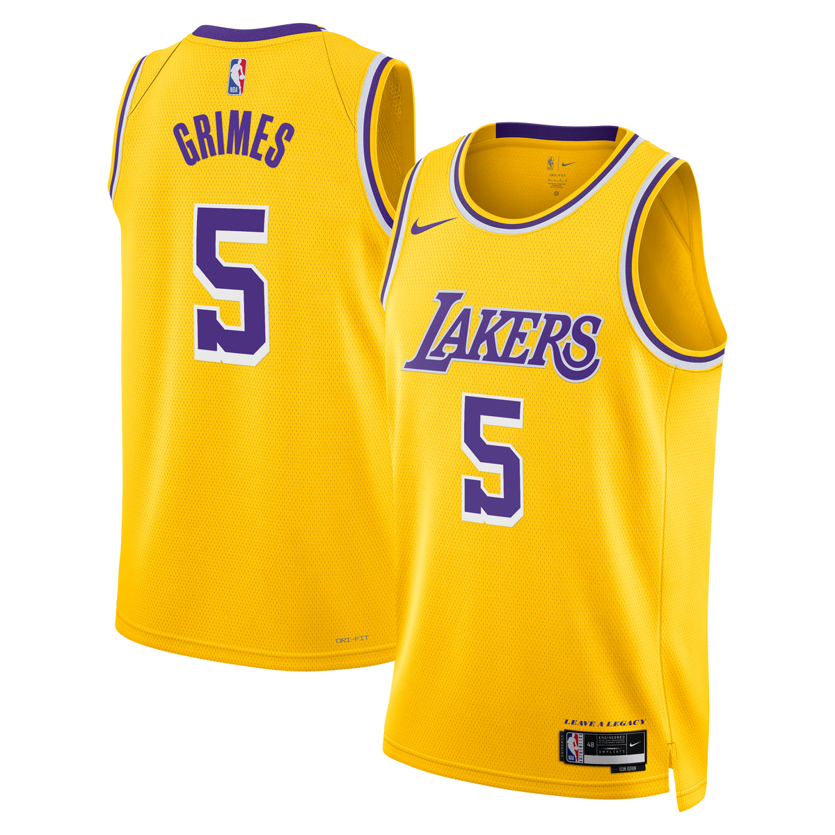 Los Angeles Lakers Nike Icon Edition Swingman Jersey - Gold - Quentin Grimes - Unisex