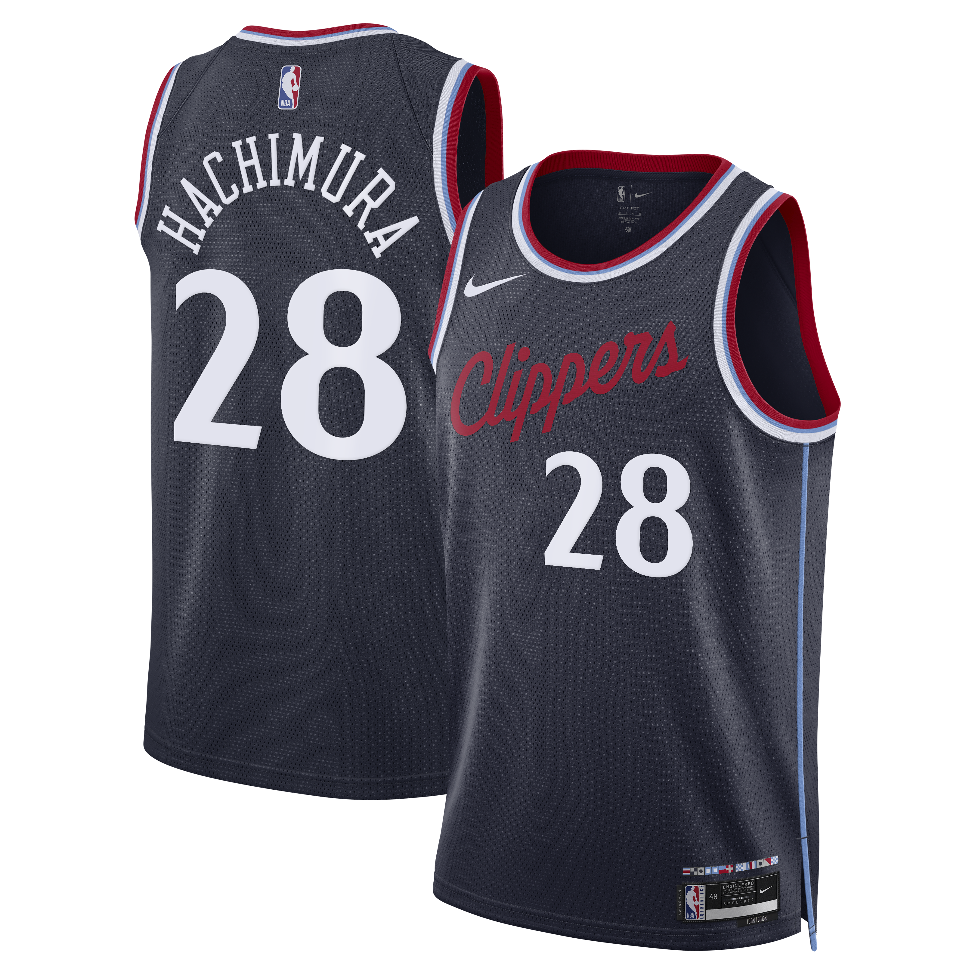 Los Angeles Clippers Nike Replica Icon Edition Swingman Jersey - Navy - Rui Hachimura - Unisex