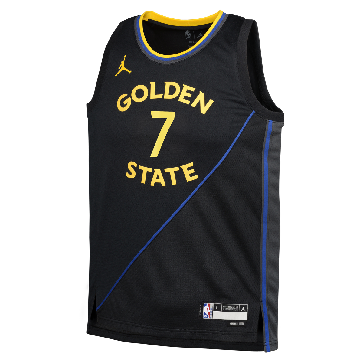 Golden State Warriors Jordan Brand Statement Edition Swingman Jersey - Black - Kristaps Porziņģis - Youth