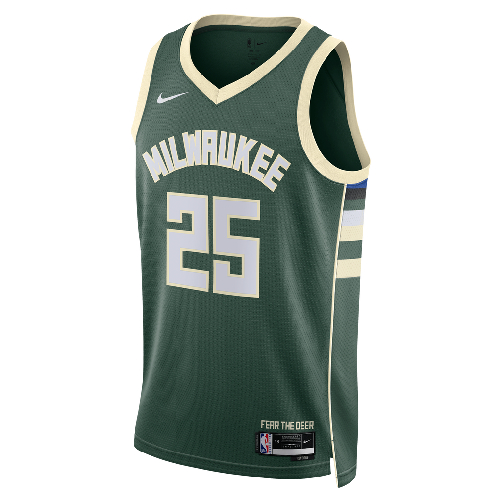 Milwaukee Bucks Nike Icon Edition Swingman Jersey - White - Kasparas Jakučionis - Unisex