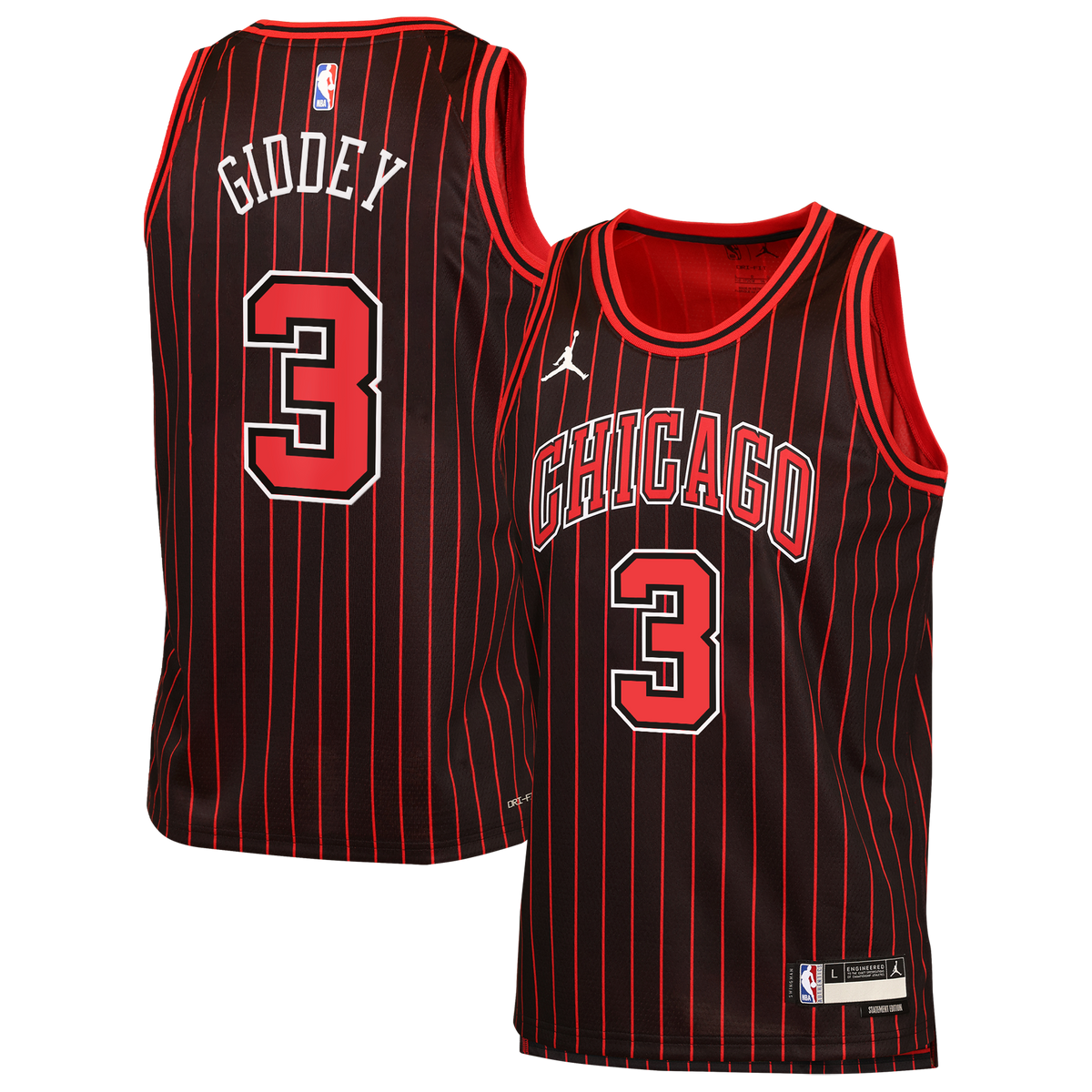 Chicago Bulls Jordan Brand Statement Edition Jersey - Black - Josh Giddey - Youth