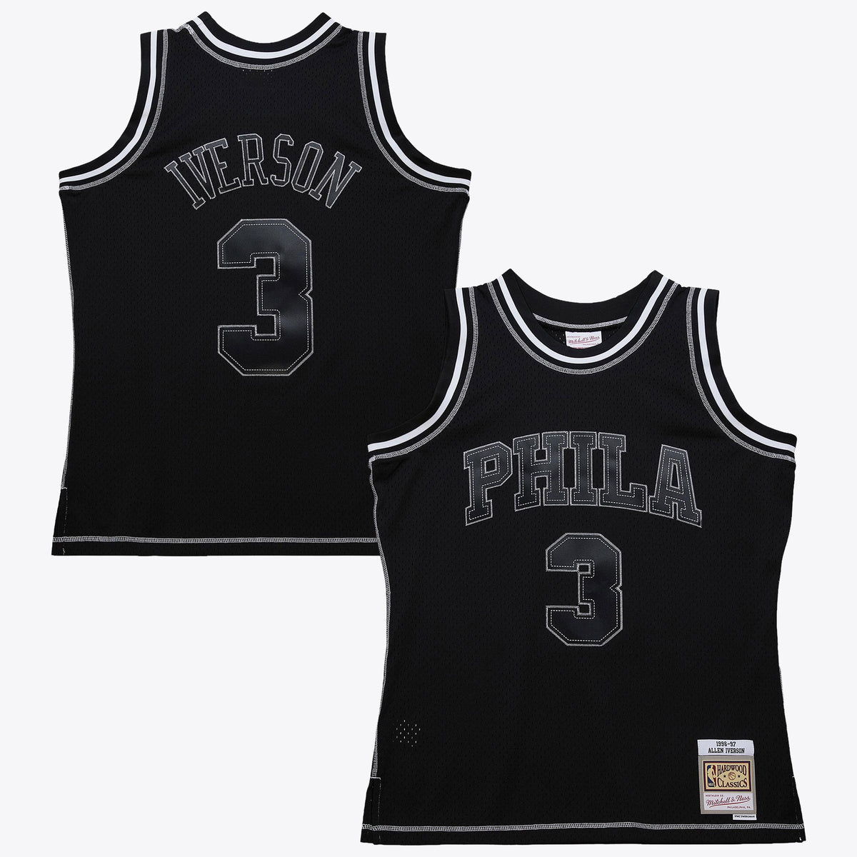 Philadelphia 76ers Mitchell & Ness Allen Iverson 1996 Contrast 2K Swingman Jersey - Black