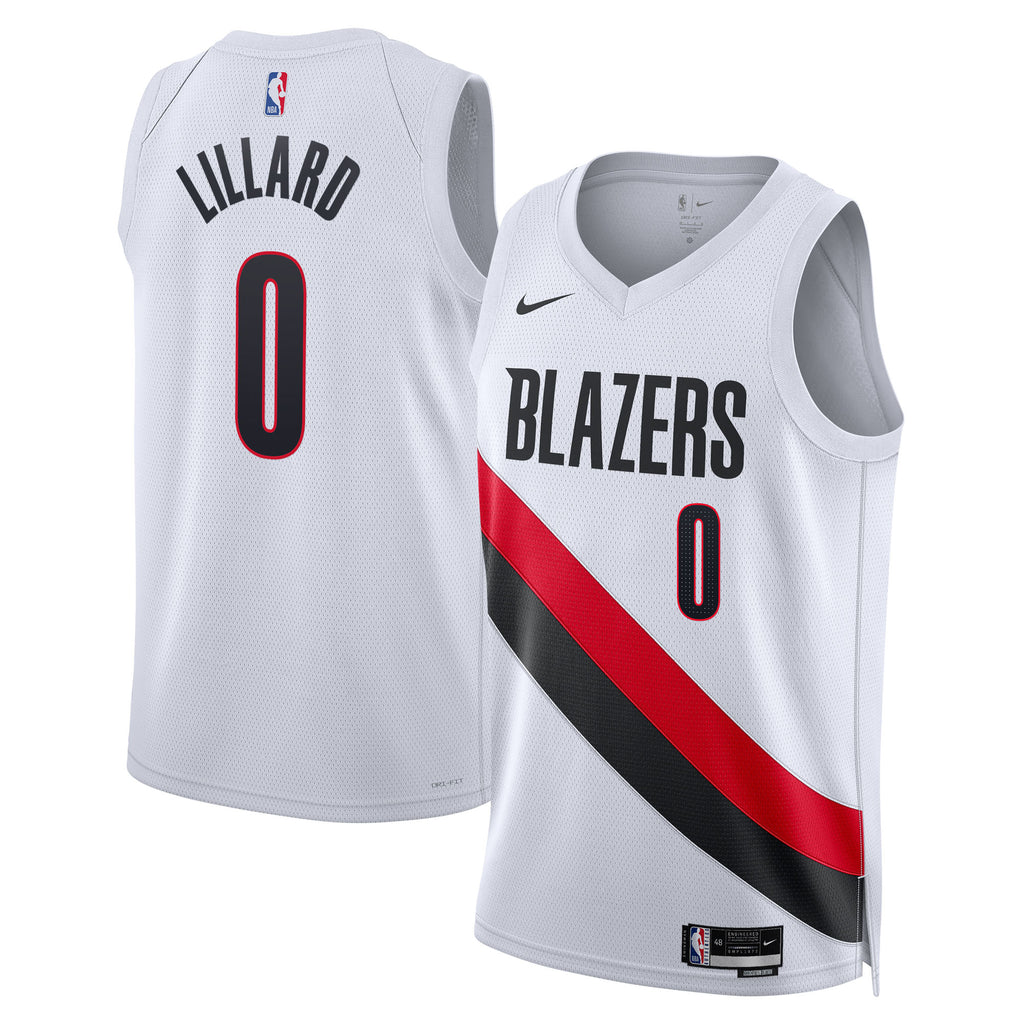 Portland Trail Blazers Nike Replica Association Edition Swingman Jersey - White - Damian Lillard - Unisex