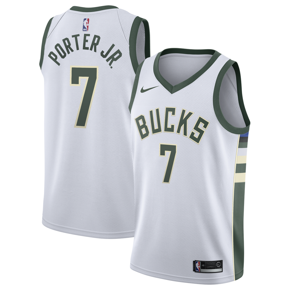 Milwaukee Bucks Nike Association Edition Swingman Jersey - White - Kevin Porter Jr. - Youth