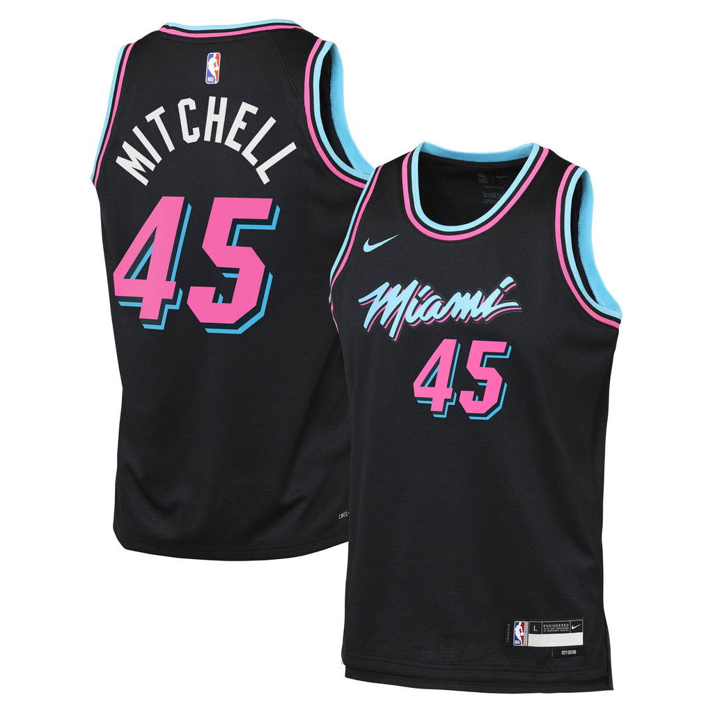 Miami Heat Nike 2025/26 City Edition Swingman Jersey - Black - Davion Mitchell - Youth