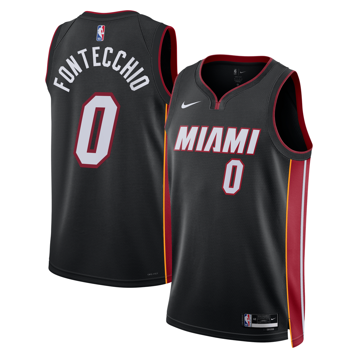 Miami Heat Nike Icon Edition Swingman Jersey - Black - Simone Fontecchio - Unisex